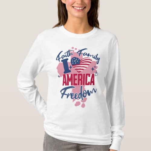I Love America 4th Of July Womens T_Shirt