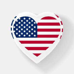 I Love America American Flag Heart Shaped Paperweight