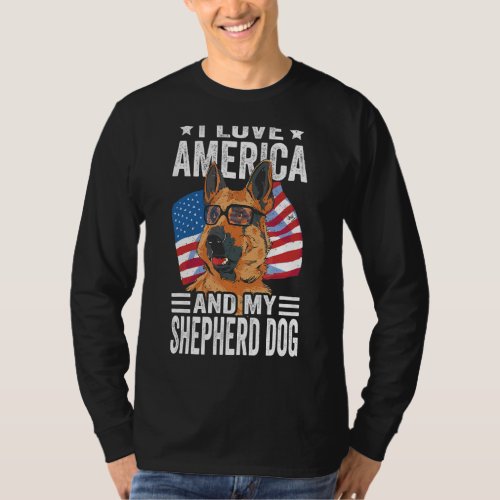 I Love America And My Shepherd Dog T_Shirt