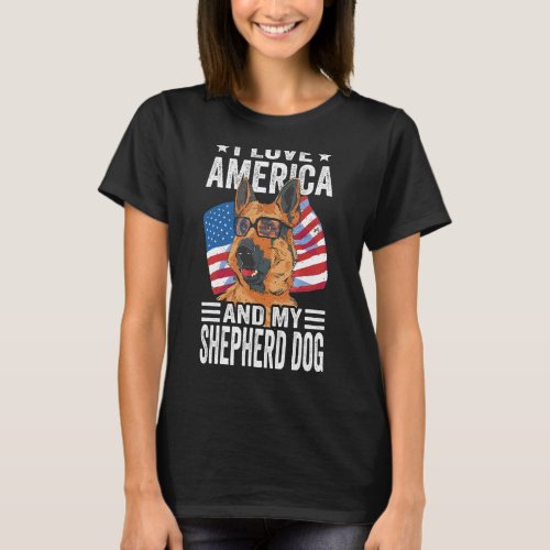 I Love America And My Shepherd Dog T_Shirt