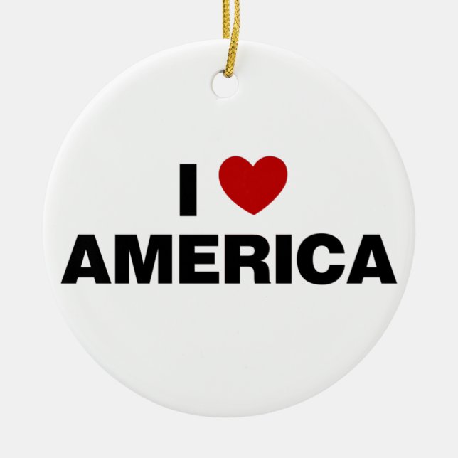 I Love America Ceramic Ornament (Front)