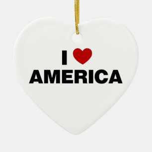 I Love America Ceramic Ornament