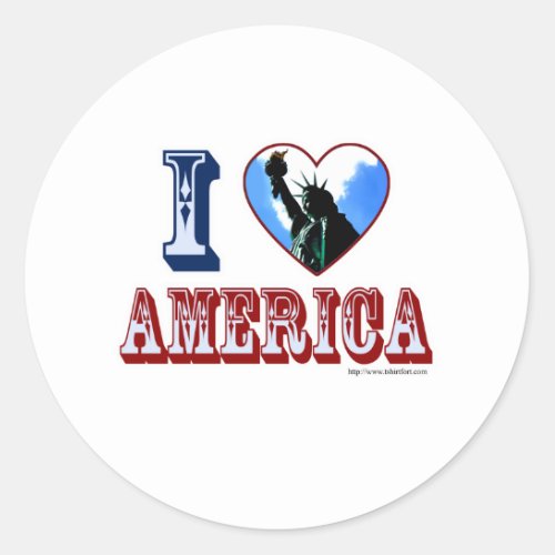 I Love America Classic Round Sticker