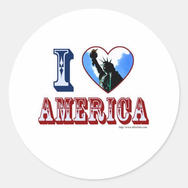 I Love America Classic Round Sticker (Front)