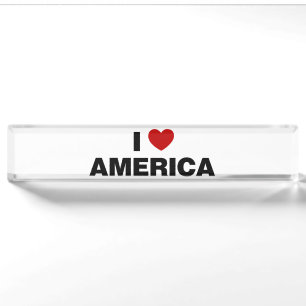 I Love America Desk Name Plate