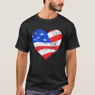 I Love America  Distressed USA flag heart T-Shirt