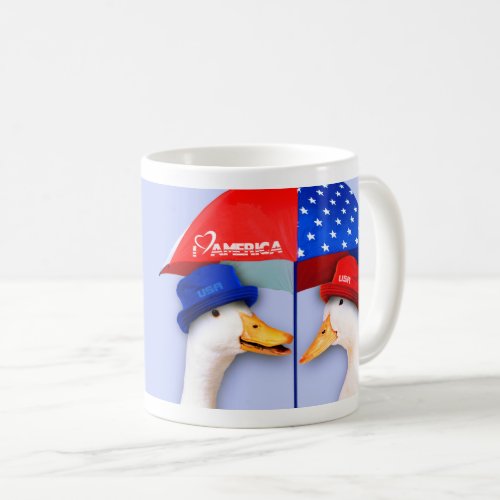 I Love America Funny Ducks  Coffee Mug