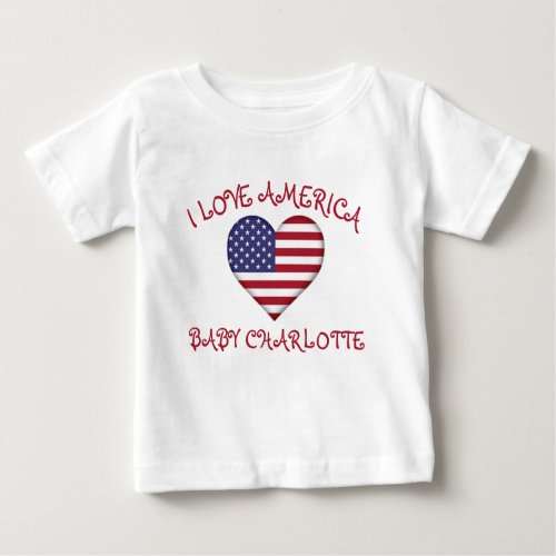 I Love America Heart Flag For Baby  Baby T_Shirt