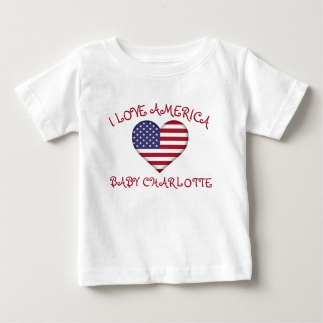 I Love America Heart Flag For Baby  T-Shirt (Front)