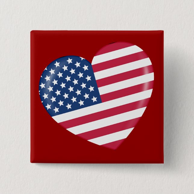 I Love America - Heart of Patriotic American Button (Front)