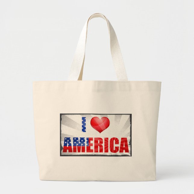 I Love America Large Tote Bag (Front)