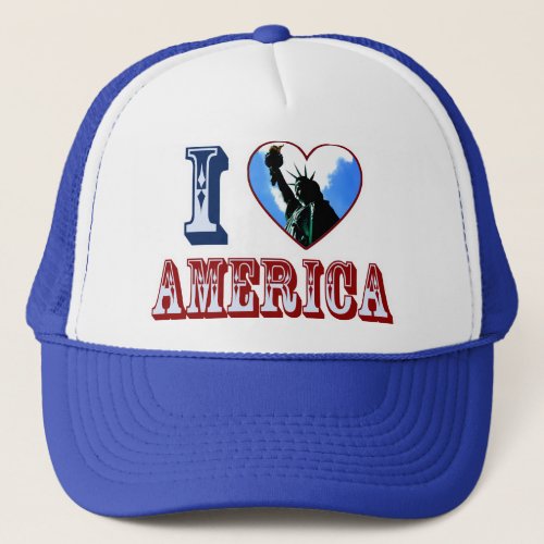 I Love America Liberty Heart Logo Trucker Hat