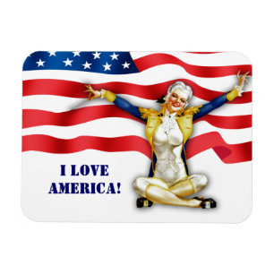 I Love America. Retro Pin-Up  Magnet
