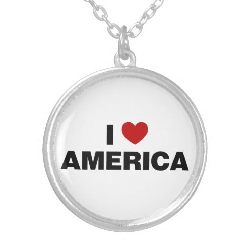 I Love America Silver Plated Necklace
