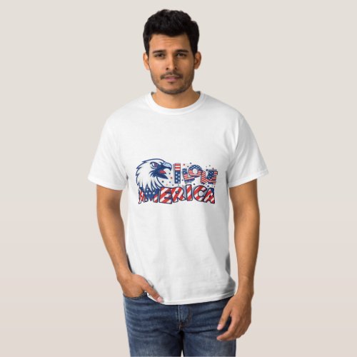i_love_america_with_eagle_logo_text_effect_usa_fla T_Shirt