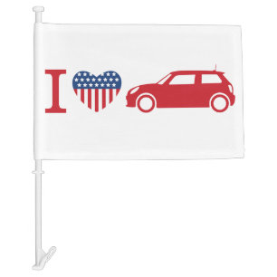 I love American Mini Coopers Car Flag - Red - F56
