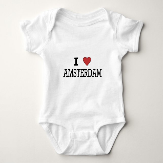 I Love Amsterdam Baby Bodysuit (Front)