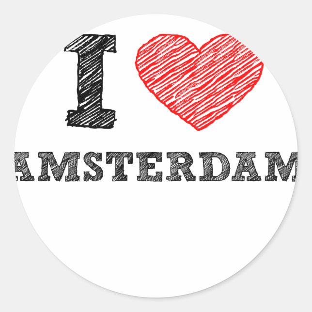 I Love Amsterdam Classic Round Sticker (Front)
