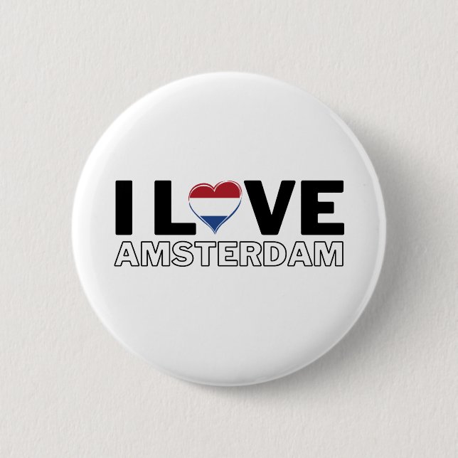 I LOVE AMSTERDAM - For real Amsterdammers! Button (Front)