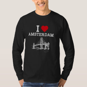 I Love Amsterdam Funny Bridge Gag Joke Prank Landm T-Shirt