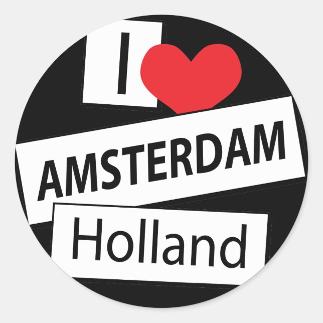 I Love Amsterdam Holland Classic Round Sticker (Front)
