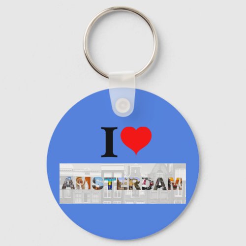 I Love Amsterdam Netherlands Heart Travel Photos Keychain