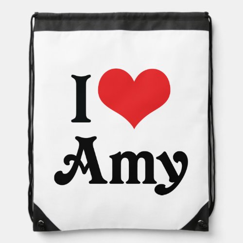I Love Amy Drawstring Bag