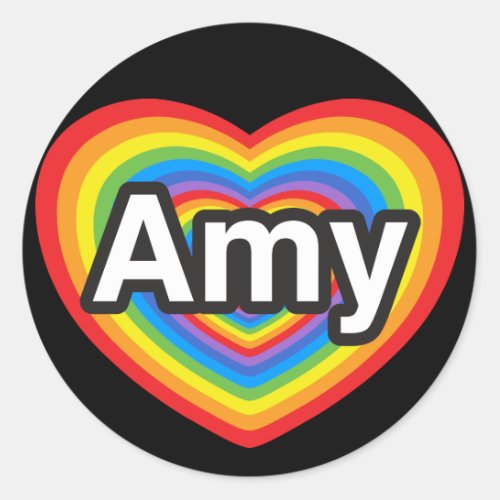 I love Amy I love you Amy Heart Classic Round Sticker