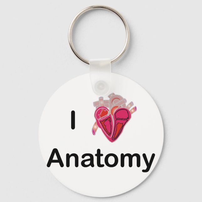 I Love Anatomy with human heart! Keychain (Front)