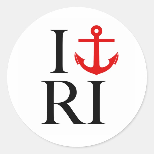 I Love (Anchor) RI Classic Round Sticker (Front)