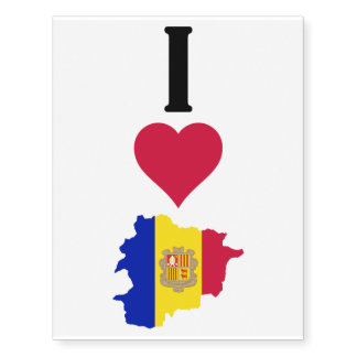 I Love Andorra Vertical I Heart Andorra Country Fl Temporary Tattoos