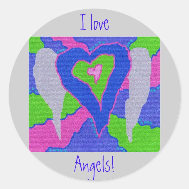 I Love  Angels! Classic Round Sticker (Front)