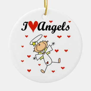 I Love Angels T-shirts and Gifts Ceramic Ornament