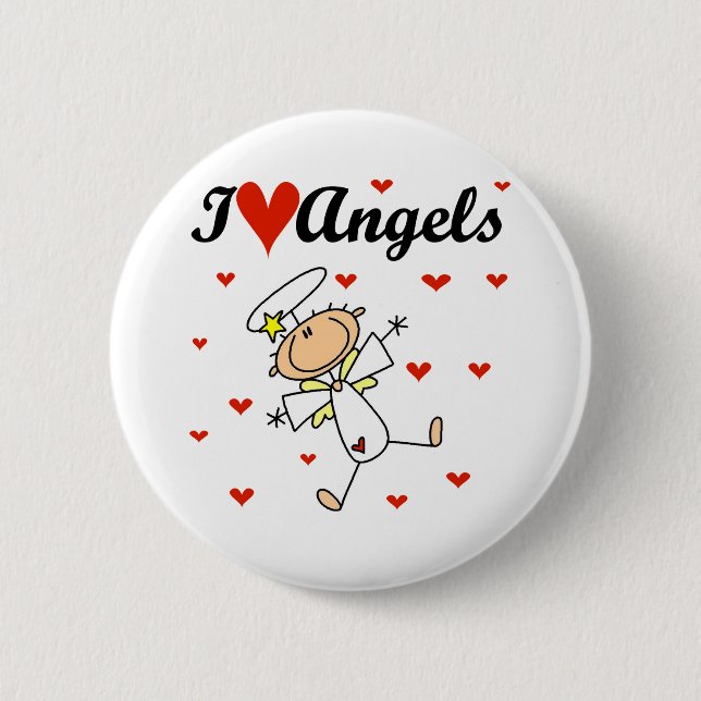 I Love Angels T-shirts and Gifts Pinback Button (Front)