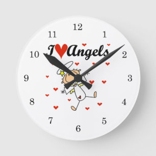 I Love Angels T-shirts and Gifts Round Clock