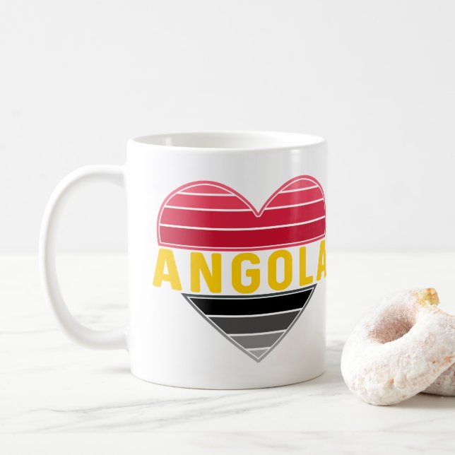 I Love Angola, Angolan Heart Coffee Mug (With Donut)