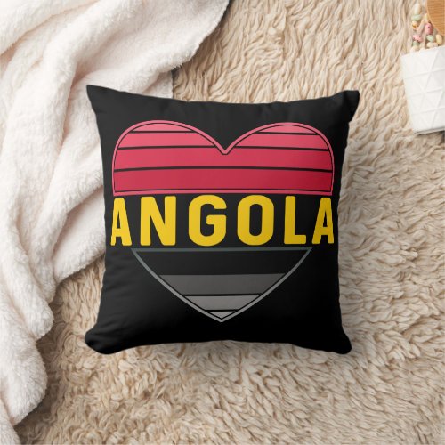 I Love Angola Angolan Heart In Flag Colors Throw Pillow