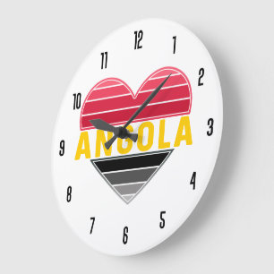 I Love Angola, Angolan Heart Large Clock