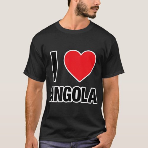 I LOVE ANGOLA Country with Red Love Heart T_Shirt