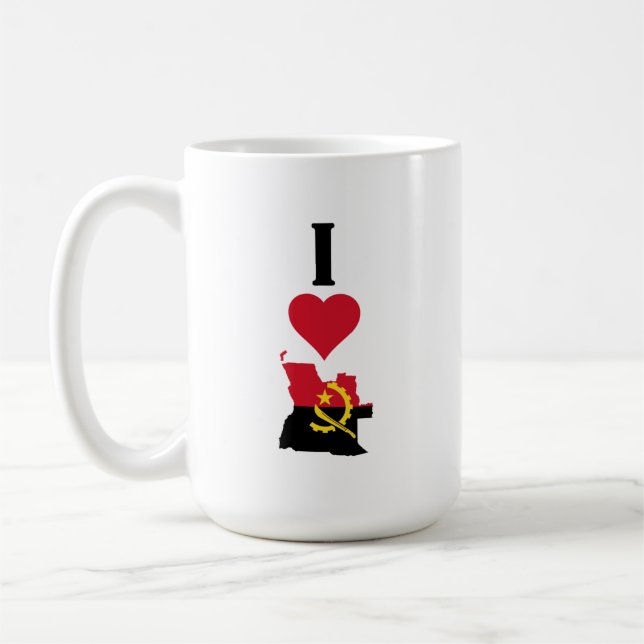 I Love Angola Vertical I Heart Angola Country Flag Coffee Mug (Left)