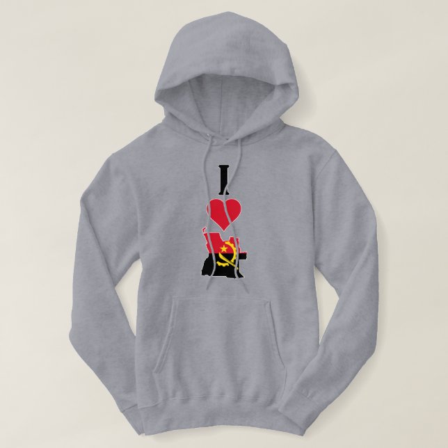 I Love Angola Vertical I Heart Angola Country Flag Hoodie (Design Front)