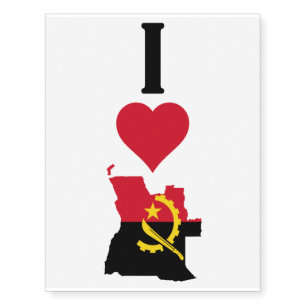 I Love Angola Vertical I Heart Angola Country Flag Temporary Tattoos