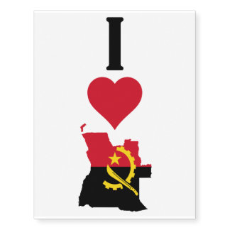 I Love Angola Vertical I Heart Angola Country Flag Temporary Tattoos
