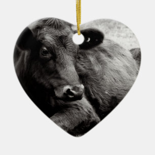 I love Angus Beef Cow Ceramic Ornament