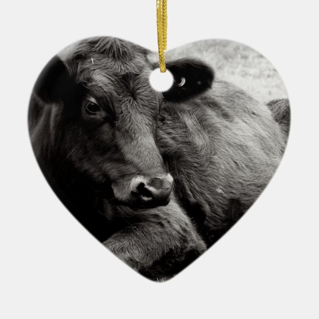 I love Angus Beef Cow Ceramic Ornament (Front)