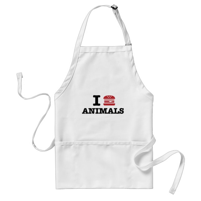 i love animals adult apron (Front)