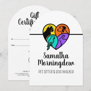 I love animals - Cat Dog Bird Rabbit in a Heart 1 Holiday Card