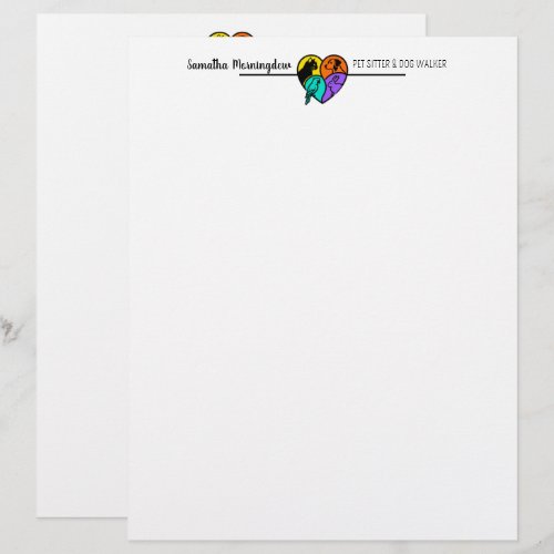 I love animals - Cat Dog Bird Rabbit in a Heart 1 Letterhead