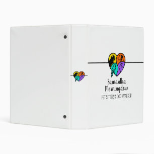 I love animals - Cat Dog Bird Rabbit in a Heart 1 Mini Binder