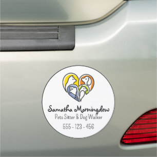 I love animals - Cat Dog Fish Bird in a Heart 1 Car Magnet